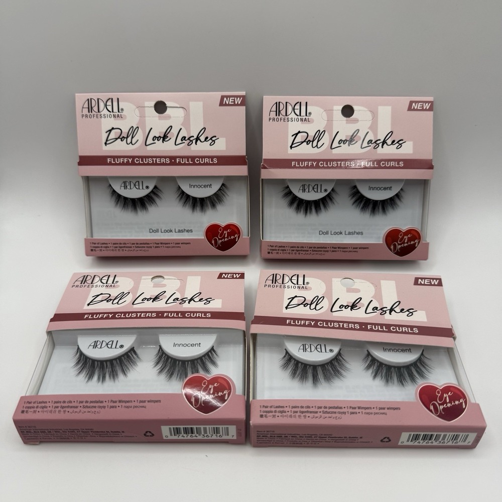 Ardell Doll Look Lashes Innocent 4 Pack Fluffy Clusters Full Curls Black 36716